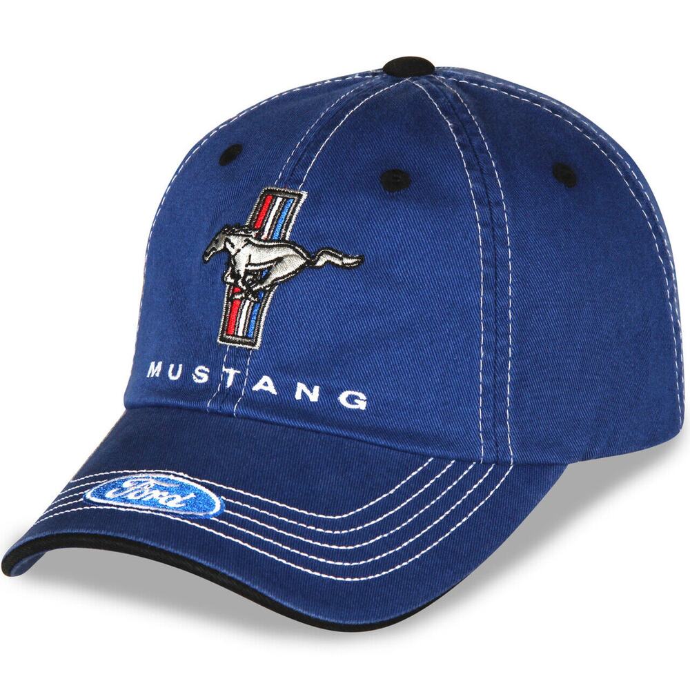 Ford Mustang Men's Official Licensed Embroidered Mustang Logo Hat Cap - Blue
